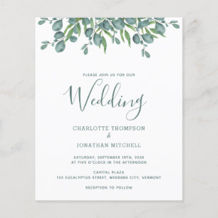 Papier Faire-part de mariage au eucalyptus botanique à bu