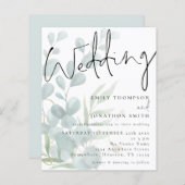 Papier Faire-part de mariage au script moderne et eucalyp (Devant / Derrière)