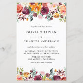 Papier Faire-part de mariage automnal aux fleurs en aquar (Devant)