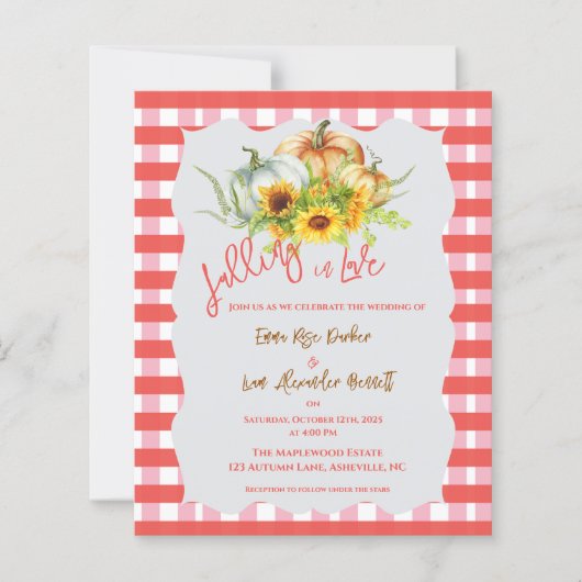 Papier Faire-part de mariage automnal citrouilles "Tomber (Devant)