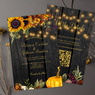 Papier Faire-part de mariage automne code QR RSVP