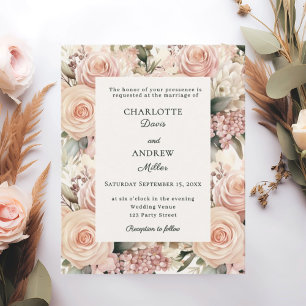 Papier Faire-part de mariage aux florales rose poussiéreu