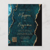 Papier Faire-part de mariage avec code QR Agate Bleu sarc (Devant)