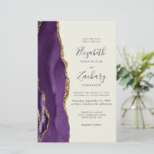 Papier Faire-part de mariage avec code QR Agate Violet Bu (Debout devant)