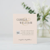 Papier Faire-part de mariage avec code QR Champagne Blush (Debout devant)