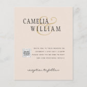 Papier Faire-part de mariage avec code QR Champagne Blush (Devant)