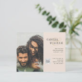 Papier Faire-part de mariage avec code QR Champagne Blush (Debout devant)