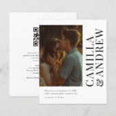 Papier Faire-part de mariage avec code QR photo moderne à (Devant / Derrière)