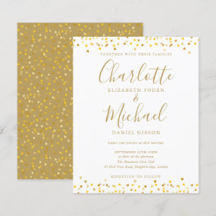 Papier Faire-part de mariage avec écriture confettis coeu