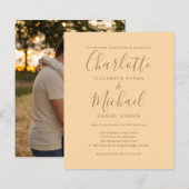 Papier Faire-part de mariage avec photo et script Champag (Devant / Derrière)