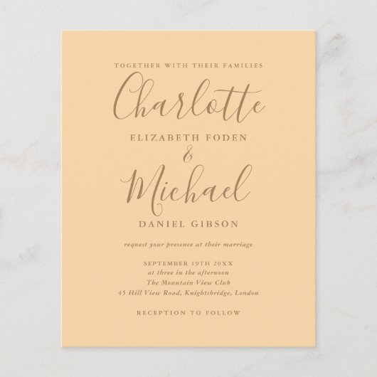 Papier Faire-part de mariage avec photo et script Champag (Devant)
