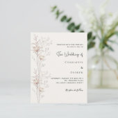 Papier faire-part de mariage beige fleur sauvage (Debout devant)