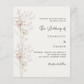 Papier faire-part de mariage beige fleur sauvage (Devant)