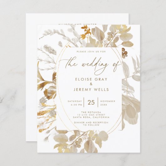 Papier Faire-part de mariage | Bella (Devant / Derrière)