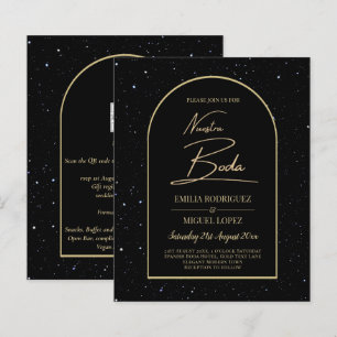 Papier Faire-part de mariage BLACK GOLD Nuit étoilée NUES