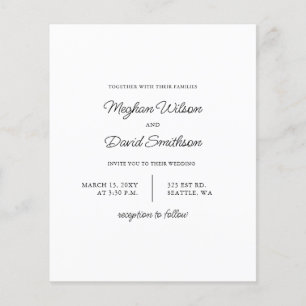 Papier Faire-Part de Mariage Blanc Moderne Simple Pas Che