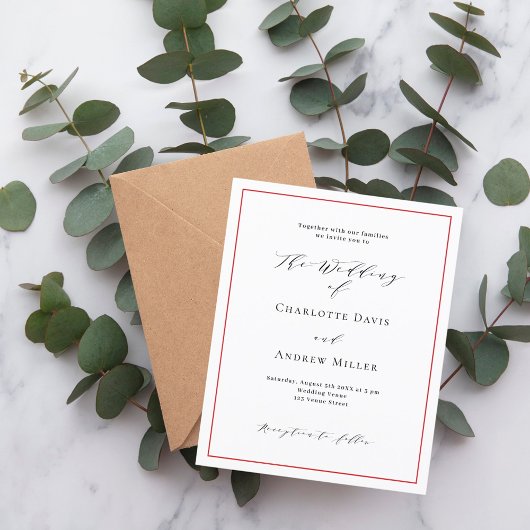 Papier Faire-part de mariage blanc rouge