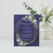 Papier Faire-part de mariage bleu du pin cône (Debout devant)