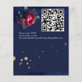 Papier Faire-part de mariage bleu marine rose roses (Dos)