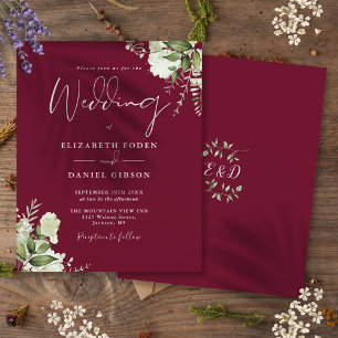 Papier Faire-part de mariage bordeaux Budget Greenery