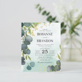 Papier Faire-part de mariage botanique à l'eucalyptus à p (Debout devant)