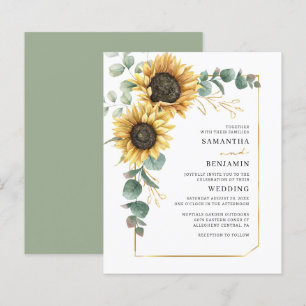 Papier Faire-part de mariage botanique tournesol floral s