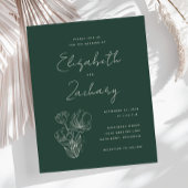 Papier Faire-part de mariage botanique vert foncé Budget