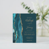 Papier Faire-part de mariage Budget Agate Or Sarcelle (Debout devant)
