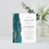 Papier Faire-part de mariage Budget Agate Sarcelle Or (Debout devant)
