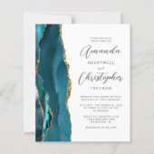 Papier Faire-part de mariage Budget Agate Sarcelle Or (Devant)