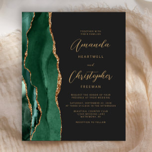 Papier Faire-part de mariage Budget Agate Vert Emeraude