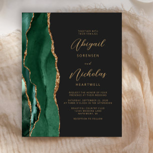 Papier Faire-part de mariage Budget Agate Vert Emeraude