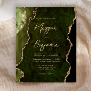 Papier Faire-part de mariage Budget Agate Vert Olive Or
