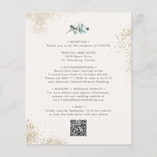 Papier Faire-part de mariage Budget All in One Eucalyptus (Dos)