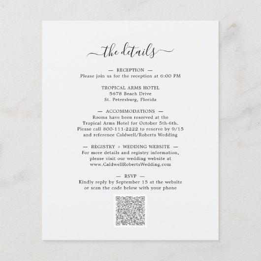 Papier Faire-part de mariage Budget All in One Roses Cadr (Dos)