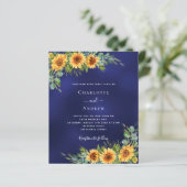 Papier Faire-part de mariage budget bleu marine des tourn (Debout devant)