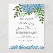 Faire-part de mariage Budget Blue Hydrangeas