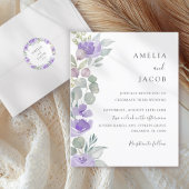 Papier Faire-part de mariage Budget Boho Violet Eucalyptu