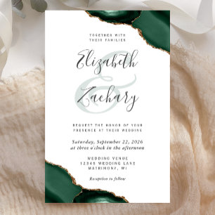 Papier Faire-part de mariage Budget Coins d'Agate Vert Em