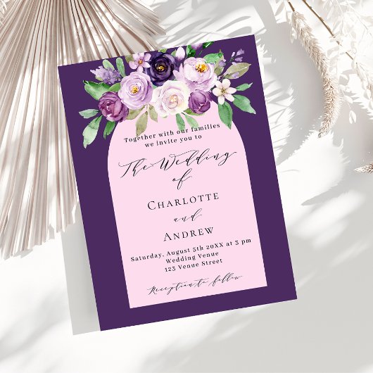 Papier Faire-part de mariage budget d'arche fleurie rose