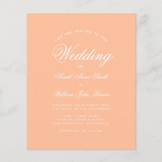 Papier Faire-part de mariage budget de script simple (Devant)