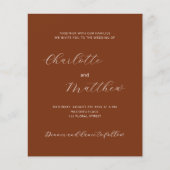 Papier Faire-part de mariage budget du script orange roui (Devant)