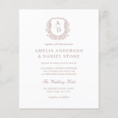 Papier Faire-Part de Mariage Budget Dusty Rose Crest (Devant)