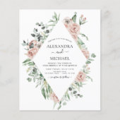 Papier Faire-part de mariage Budget Émeraude Vert Eucalyp (Devant)