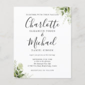 Papier Faire-Part de Mariage Budget Feuillage Vert (Devant)