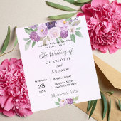 Papier Faire-part de mariage budget fleurs violettes