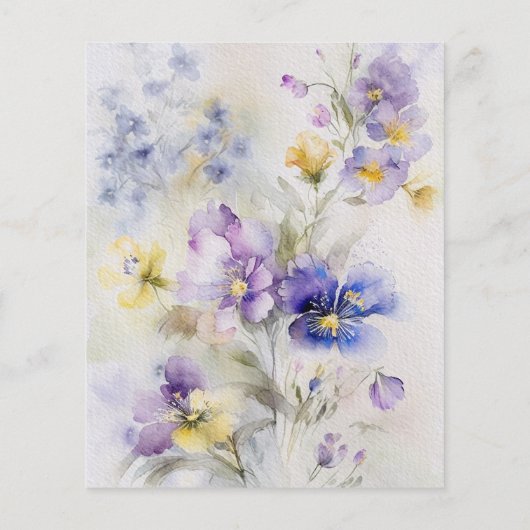 Papier Faire-part de mariage Budget Fleurs violettes et j (Dos)