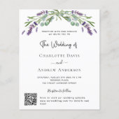 Papier Faire-part de mariage budget floral lavande QR RSV (Devant)