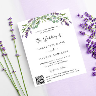 Papier Faire-part de mariage budget floral lavande QR RSV