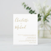 Papier Faire-part de mariage Budget Gold Signature Script (Debout devant)